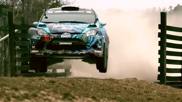 KEN BLOCK AND ALEX GELSOMINO'S TEST FOR THEIR ATTEMPT AT A 7TH CONSECUTIVE WIN AT RALLY IN THE 100 ACRE WOOD SHOW FORD FIESTA