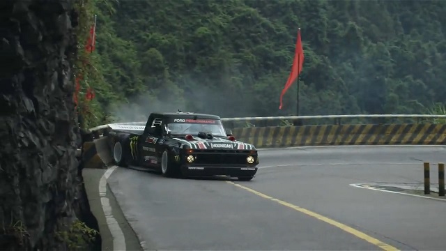 KEN BLOCK DRIFTS CHINA'S MOST DANGEROUS ROAD SHOW FORD F 150 HOONITRUCK