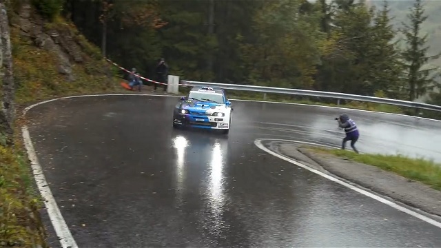 KEN BLOCK GOES FLAT OUT IN 6TH GEAR THROUGH FOG AND RAIN IN THE SWISS ALPS WITH NEIL COLE SHOW FORD ESCORT