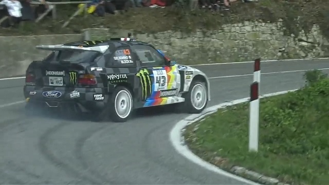 KEN BLOCK RAW ONBOARD FOOTAGE BLISTERING FAST TARMAC STAGE RALLY LEGEND S7 SHOW FORD ESCORT