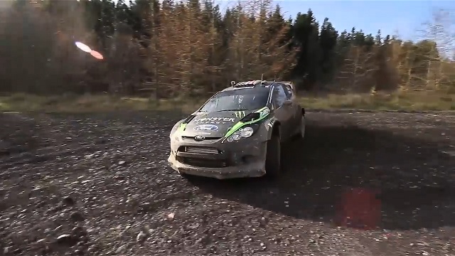 KEN BLOCK TESTS ON GRAVEL FOR 2011 RALLY GB GOPRO HELMET CAM SHOW FORD FIESTA